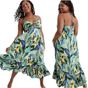 NWT Aerie Paradise Print Beach Cut Out Maxi Sundress‎ Size Large
